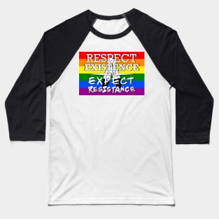 Respect Exsistence or Expect Resistance, Two-Spirit Pride Flag Baseball T-Shirt